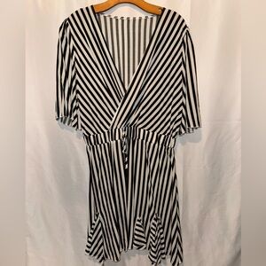 SHEIN black and white stripped dress with fun pleat detail, no tags never worn!